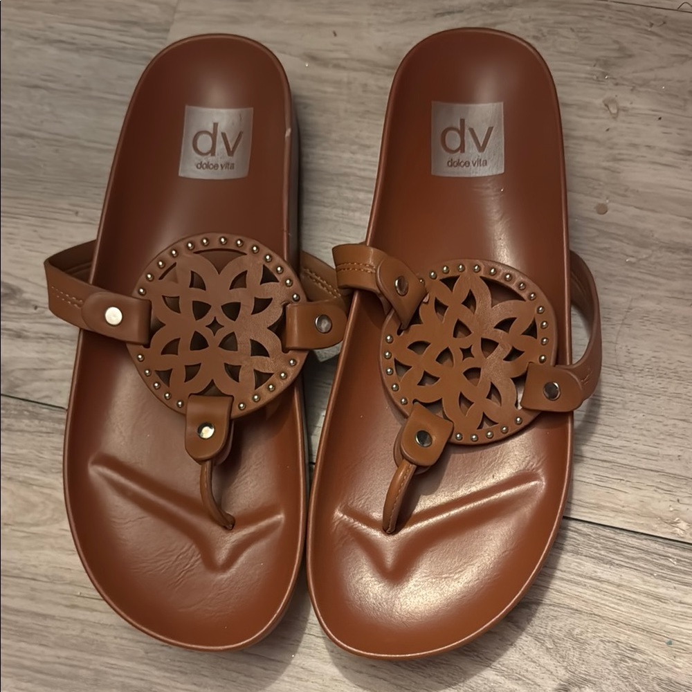Brown Sandals with Cutout Design